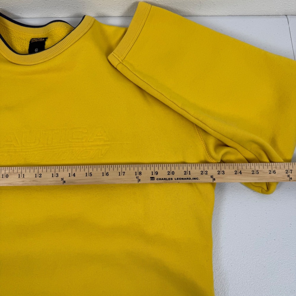 Nautica Competition Yellow Embroidered Logo Crewneck‎ Sweatshirt Men's Large - Picture 4 of 9